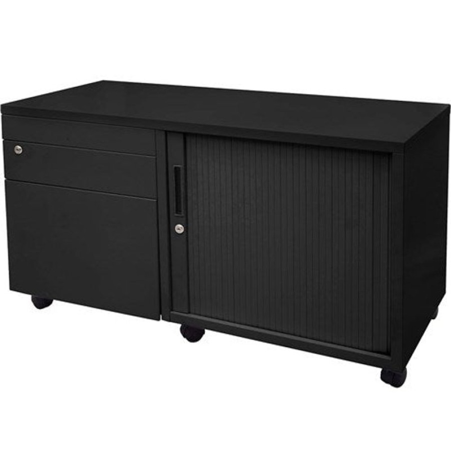 Office Furniture | RapidLine Rapidline Mobile Caddy Right Hand Tambour Door 1050W X 500D X 615Mmh Black