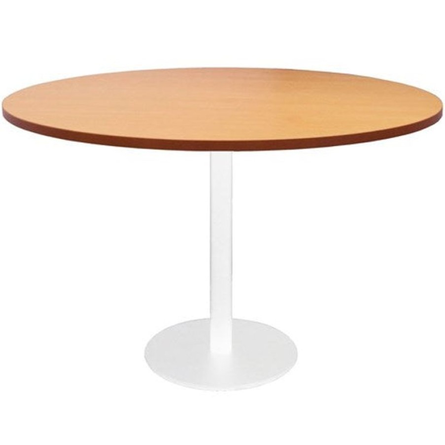 Office Furniture | RapidLine Rapidline Disc Base Round Table 1200D X 755Mmh Beech Top White Base