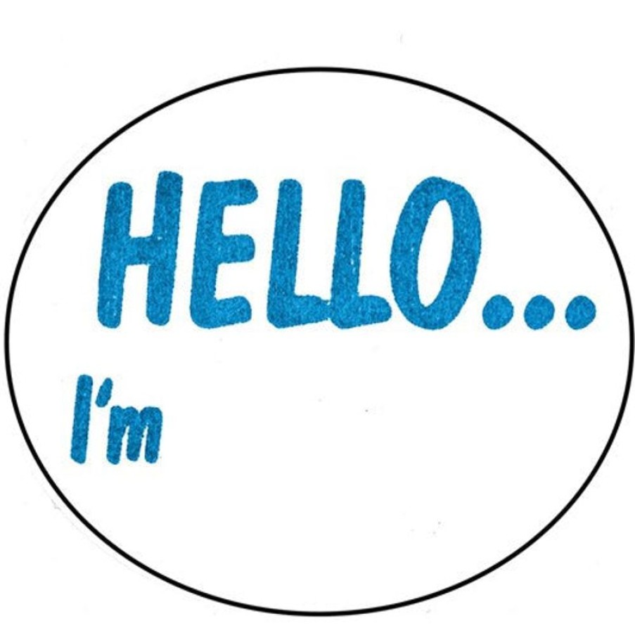 Telephones & Accessories | Avery Avery Dispenser Labels 58X43Mm Oval Hello I'M Blue Pack Of 100