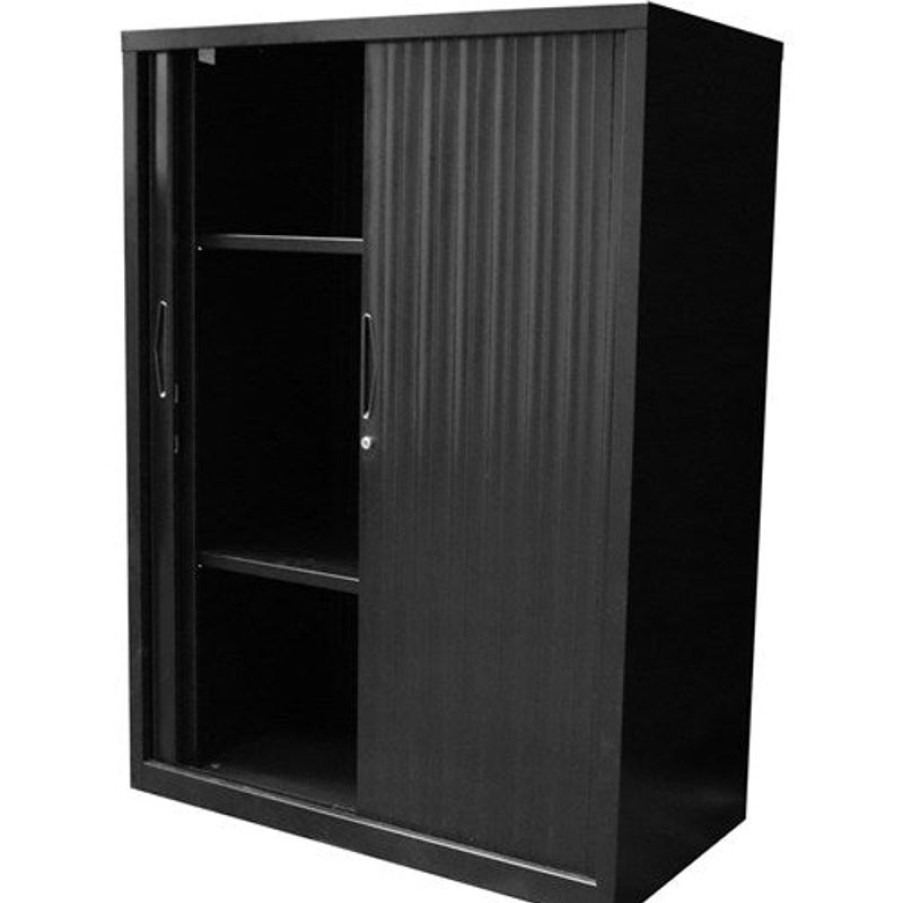 Storage | GO Rapidline Go Tambour Door Cupboard Includes 2 Shelves 1200W X 473D X 1200Mmh Black