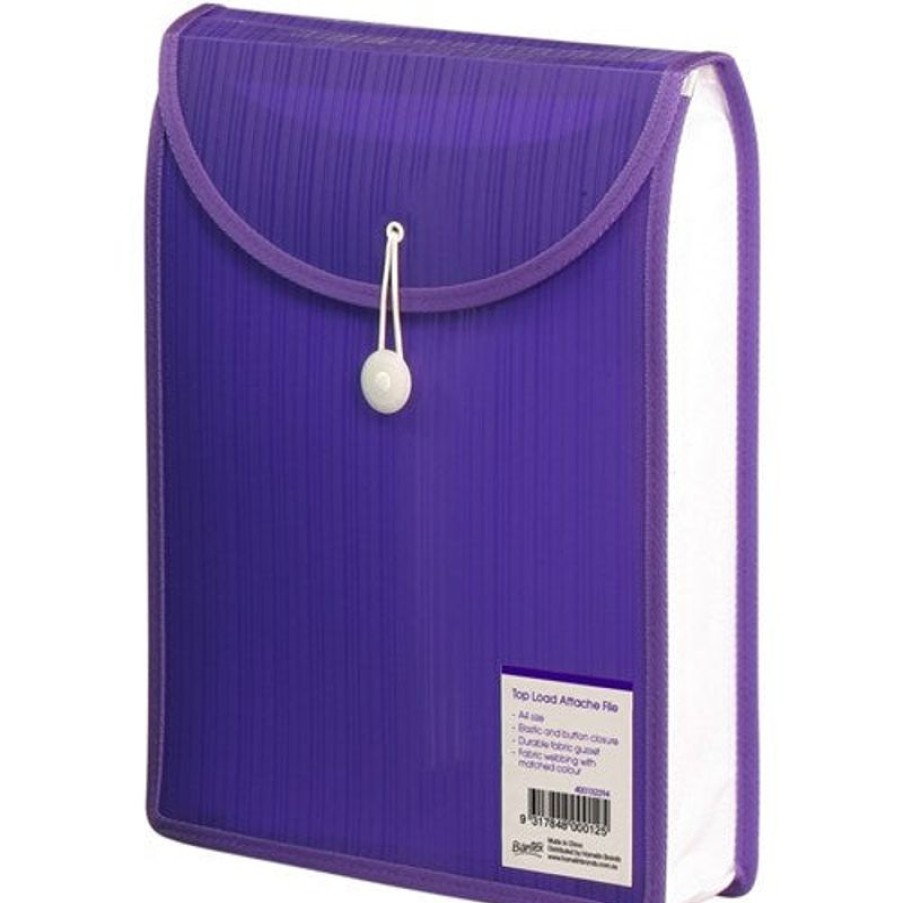 Telephones & Accessories | Bantex Bantex Attache File Top Load A4 Polypropylene With Button Closure Violet