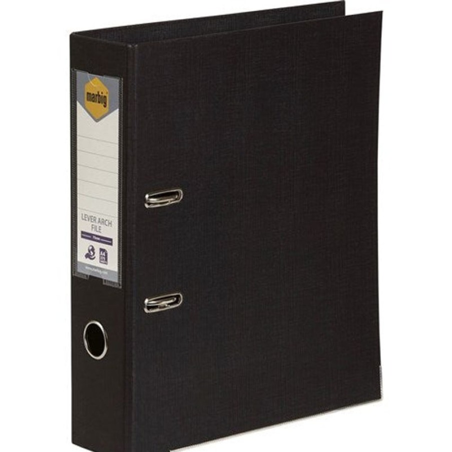 Binders & Folders | Marbig Marbig Linen Pe Lever Arch Binder A4 75Mm Black