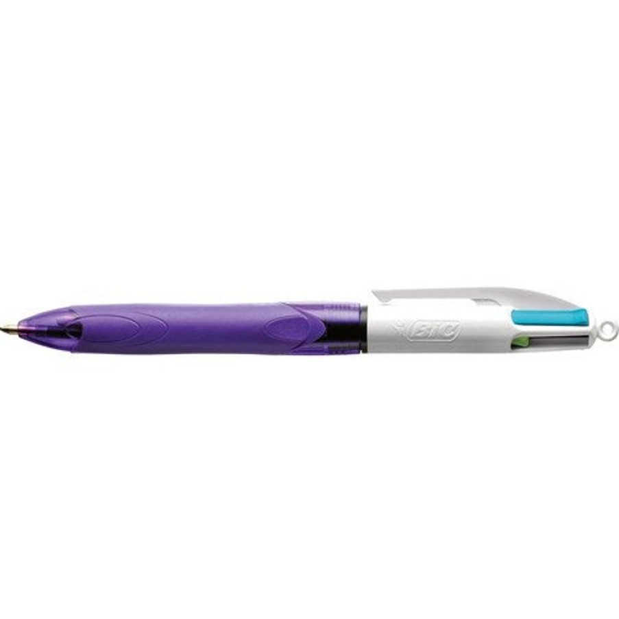 Telephones & Accessories | Bic Bic 4 Colour Fashion Grip Ballpoint Pen Retractable Medium 1Mm Box Of 10