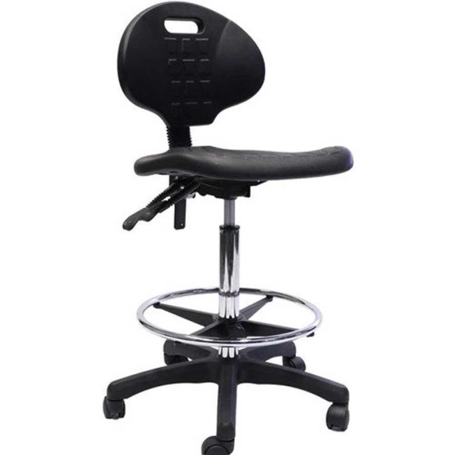 Chairs & Accessories | RapidLine Rapidline Laboratory Drafting Stool Moulded Polyurethane Height Adjustable Black