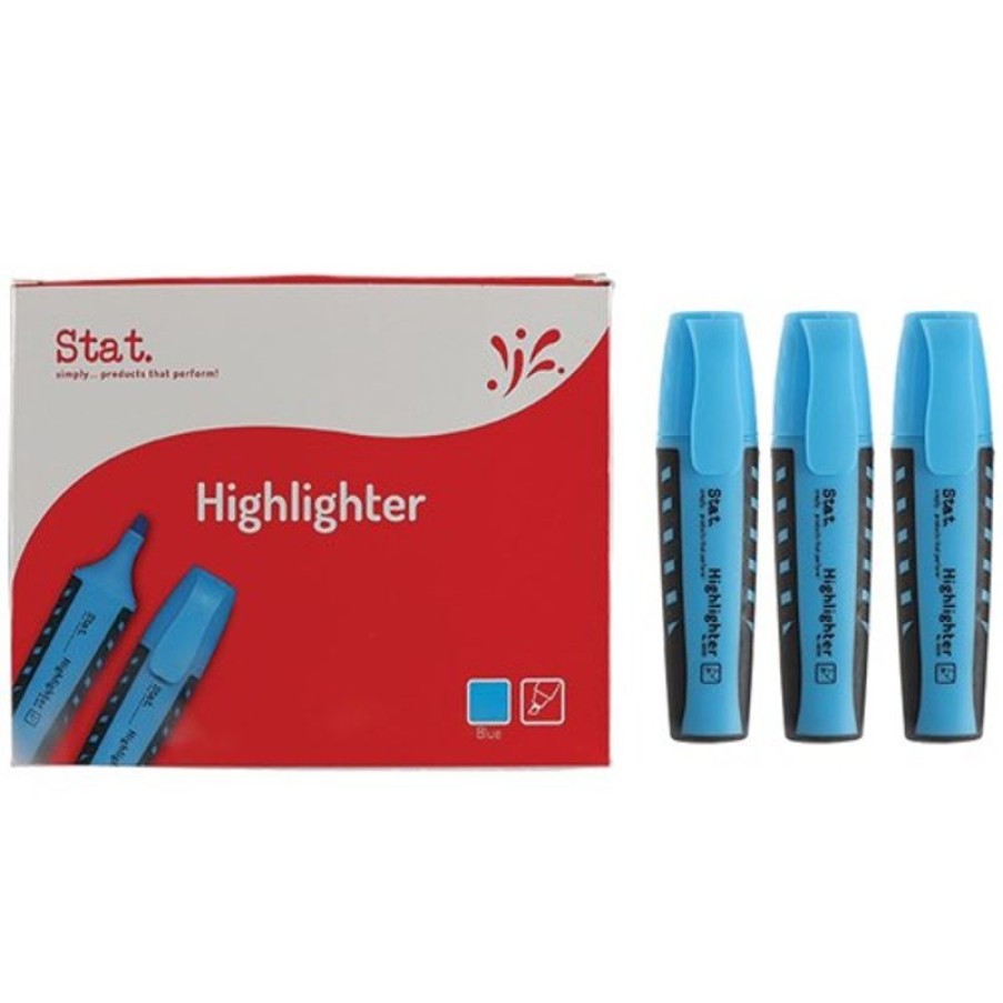 Markers & Highlighters | Stat Stat Highlighter Chisel 2-5Mm Tip Rubberised Grip Blue