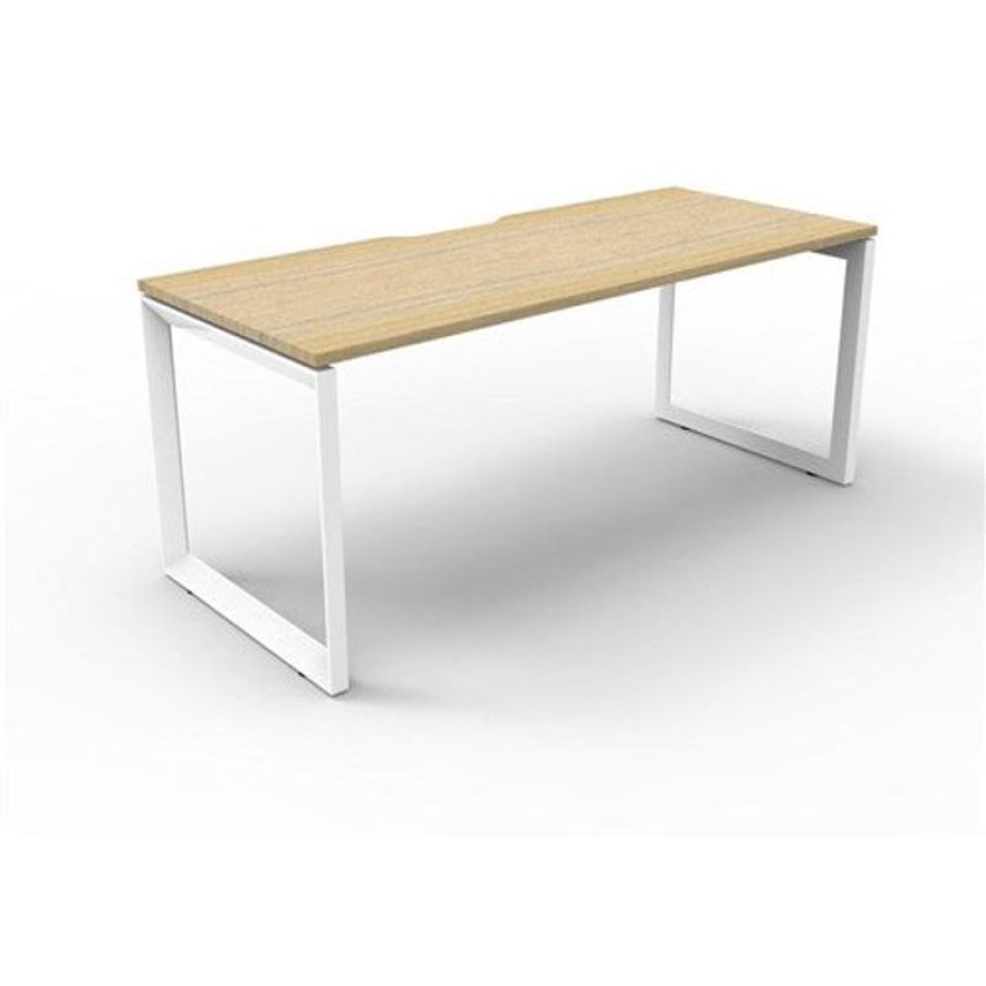 Office Furniture | RapidLine Rapidline Deluxe Infinity Desk Loop Leg Single Sided 1800W X 750D X 730Mmh Oak/White