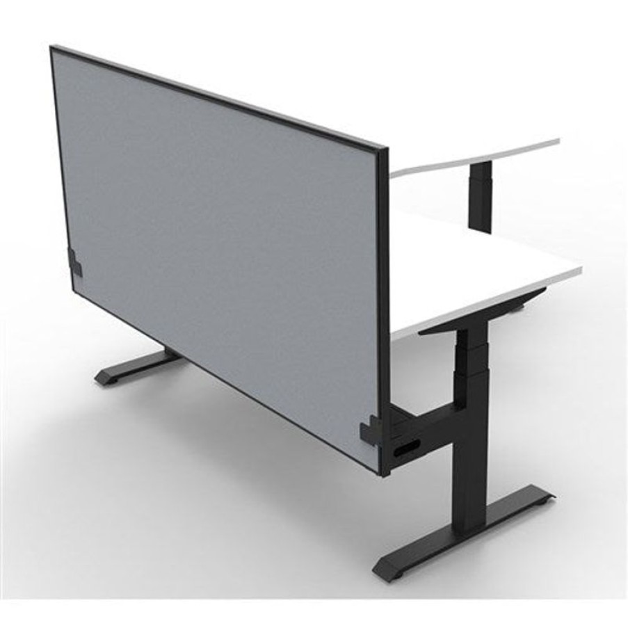 Office Furniture | RapidLine Rapidline Boost+ Corner Workstation + Screen + Cable Tray 1800/1500Mmw White/Black