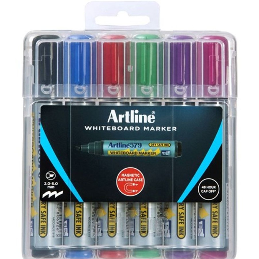 Telephones & Accessories | Artline Artline 579 Whiteboard Markers Chisel 2-5Mm Assorted Colours Hard Case Pack Of 6