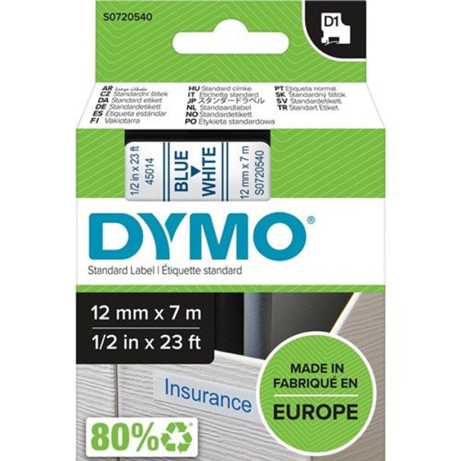 Labelling Machines & Accessories | Dymo Dymo D1 Label Cassette Tape 12Mmx7M Blue On White