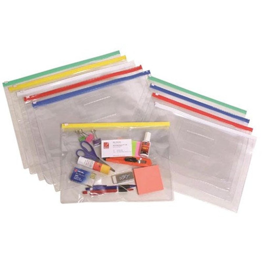 Files | Marbig Marbig Clear Case B4 395X290Mm With Coloured Zip Assorted