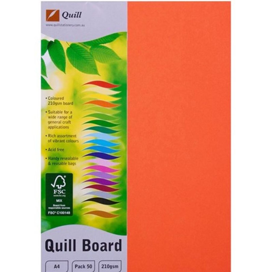 School Supplies/Art & Craft | Quill Quill Board A4 210Gsm Orange Pack Of 50