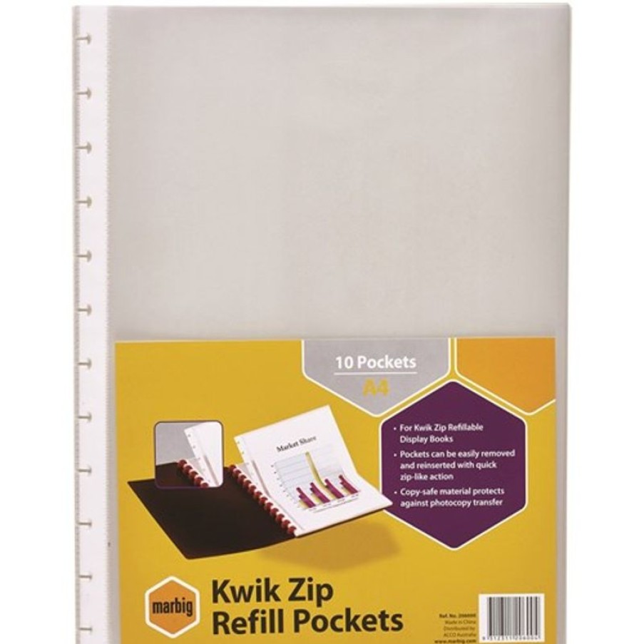 Binders & Folders | Marbig Marbig Kwik Zip Display Book Refills A4 Clear Pack Of 10