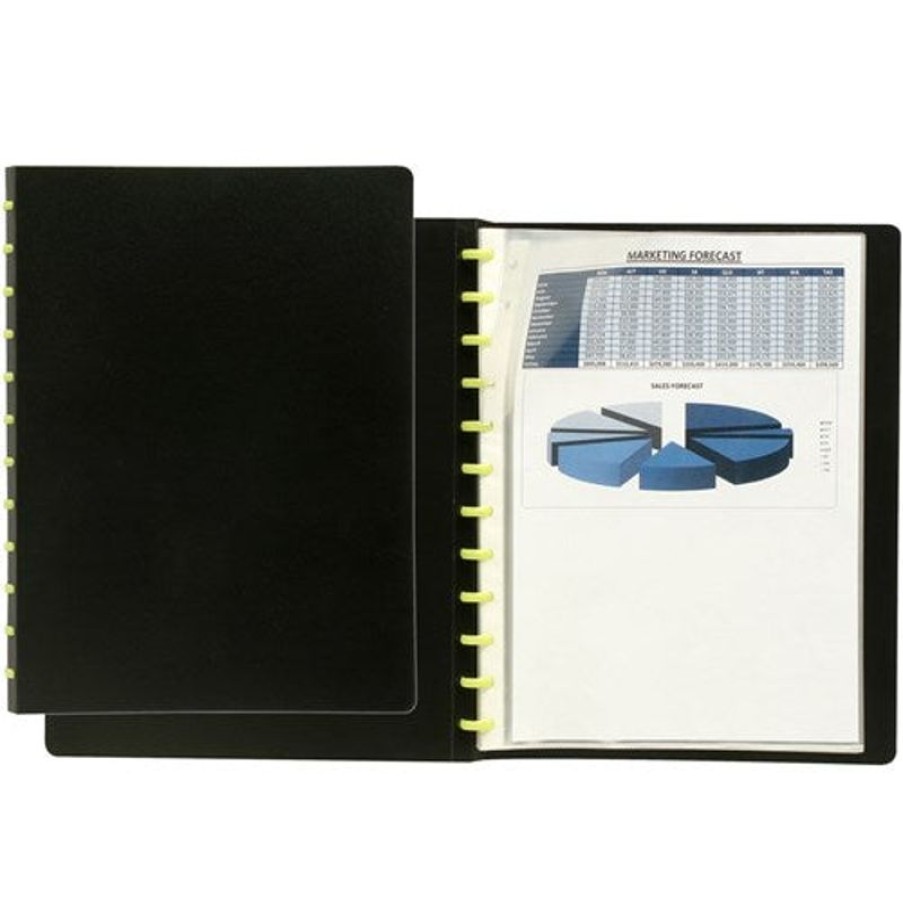 Binders & Folders | Marbig Marbig Kwik Zip Display Book A4 Refillable 20 Pocket Black