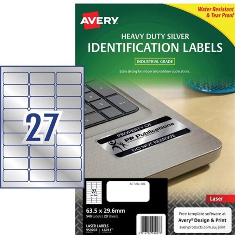 Telephones & Accessories | Avery Avery Heavy Duty Laser Labels Asset Tags Silver L6011 63.5X30Mm 27Up 540 Labels