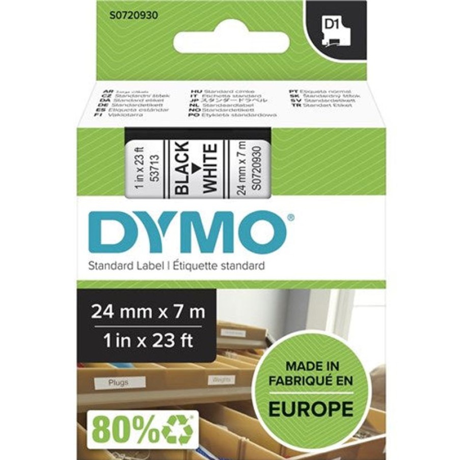 Labelling Machines & Accessories | Dymo Dymo D1 Label Cassette Tape 24Mmx7M Black On White