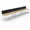 Office Furniture | RapidLine Rapidline Deluxe Infinity Desk Loop Leg Single Sided + Screen 3 Person 3600Mmw Oak/White