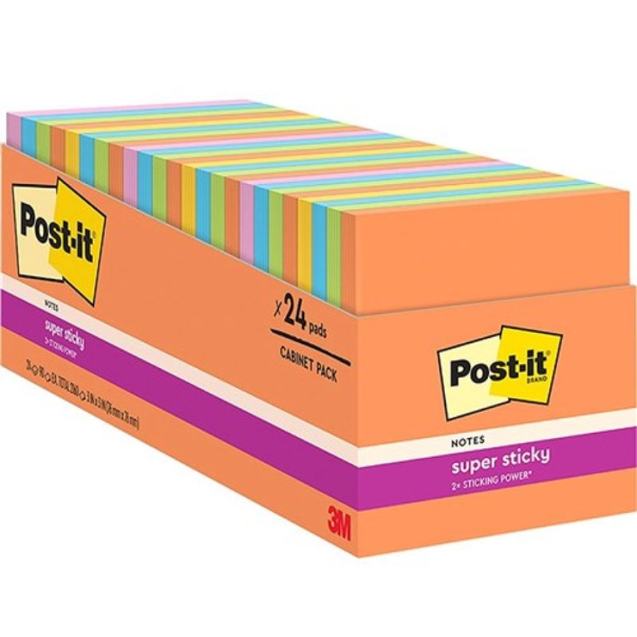 Notes & Flags | Post-It Post-It 654-24Ssau-Cp Super Sticky Notes 76Mmx76Mm Energy Boost Pack Of 24