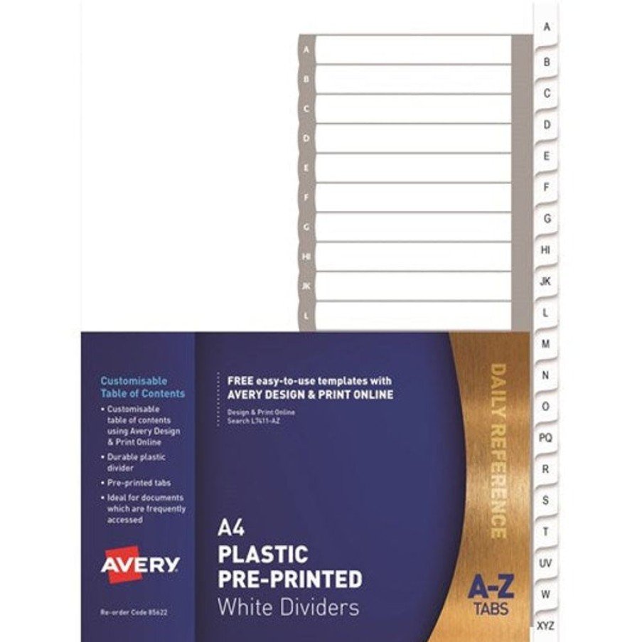 Telephones & Accessories | Avery Avery L7411-Az Dividers Plastic A4 A-Z Index Tabs White