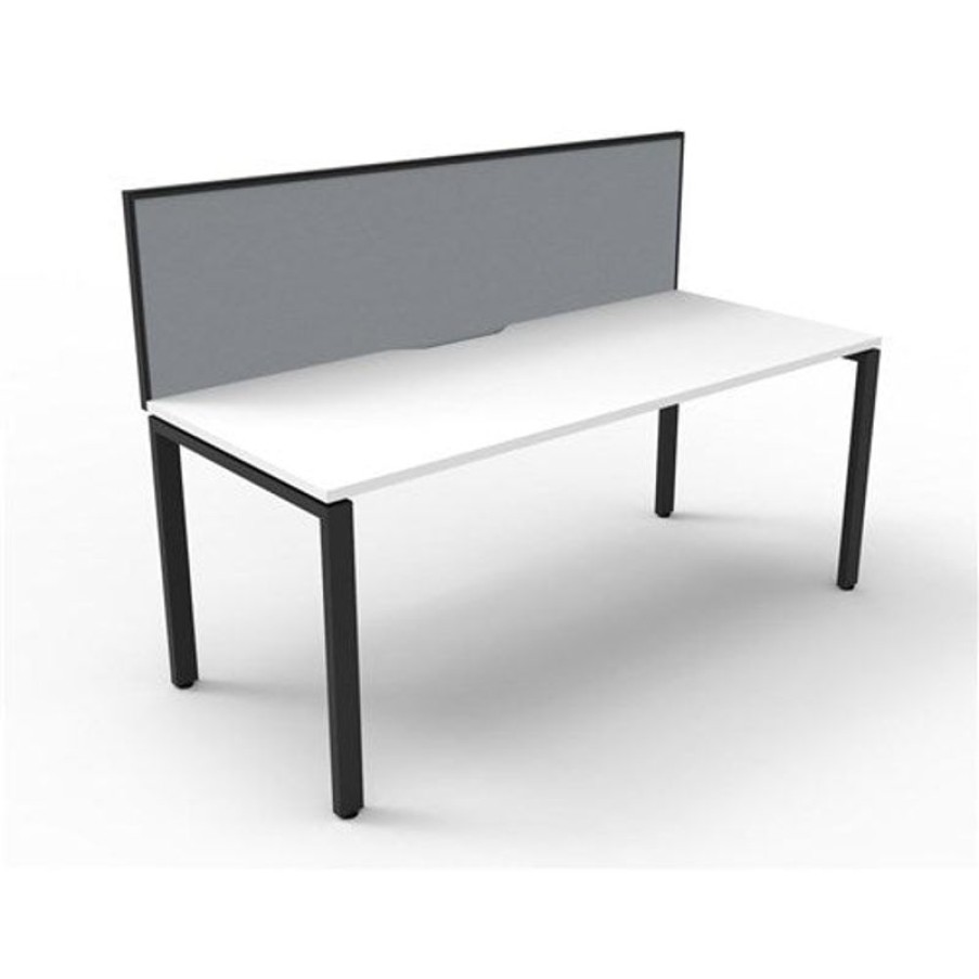 Office Furniture | RapidLine Rapidline Deluxe Infinity Desk Profile Leg One Sided + Screen 1500Mmw White/Black