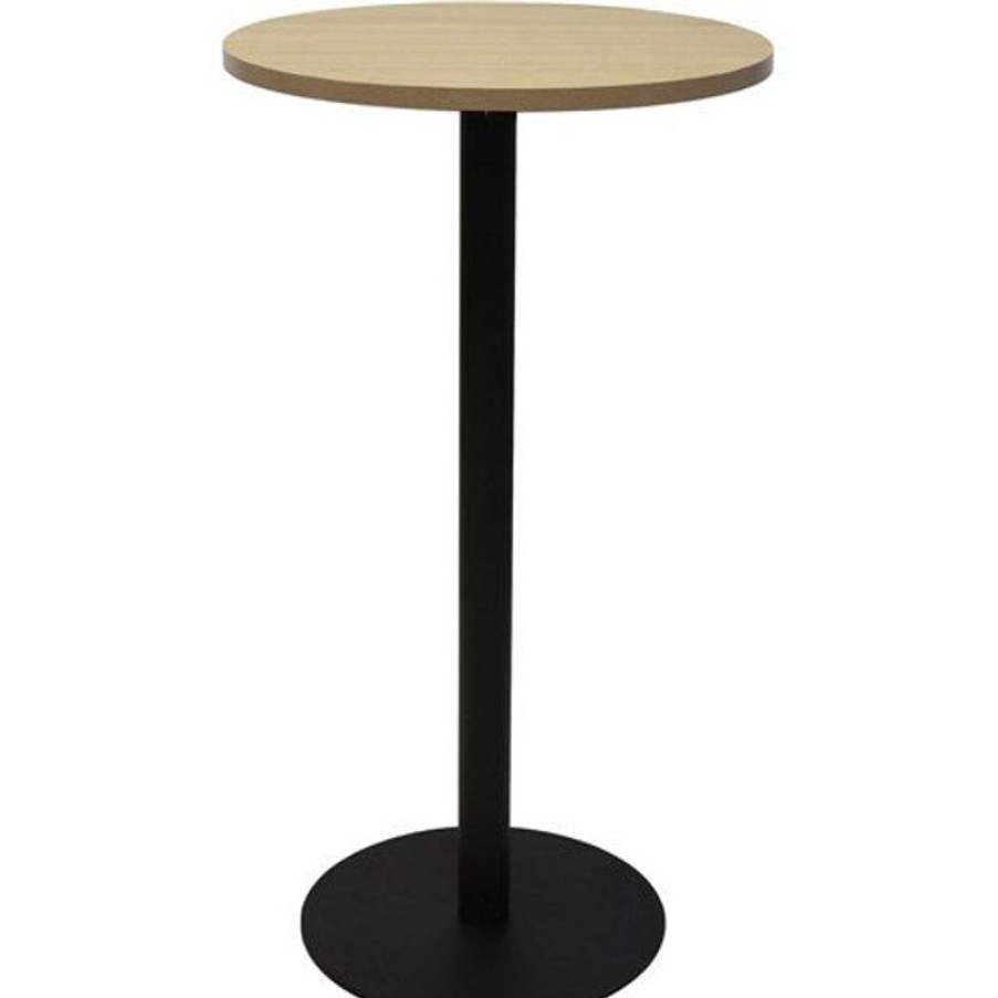 Office Furniture | RapidLine Rapidline Disc Base Dry Bar Table 600D X 1085Mmh Oak Top Black Base