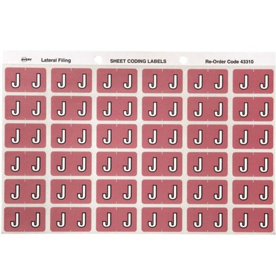 Telephones & Accessories | Avery Avery Alphabet Coding Label J Side Tab 25X38Mm Mauve Pack Of 180