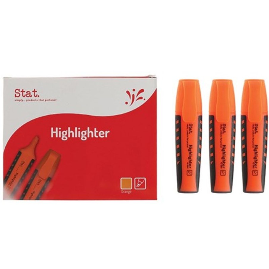 Markers & Highlighters | Stat Stat Highlighter Chisel 2-5Mm Tip Rubberised Grip Orange