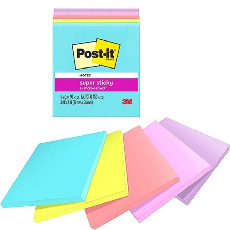 Notes & Flags | Post-It Post-It 654-5Ssmia Super Sticky Notes 76Mmx76Mm Supernova Neons Pack Of 5