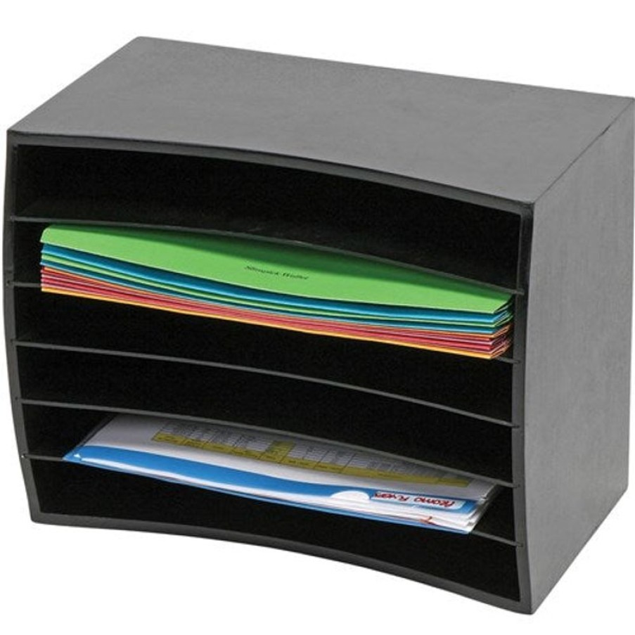 Desk Top Accessories | Marbig Marbig Desktop Organiser 6 Tier Wooden 390L X 230D X 300Mmh Black