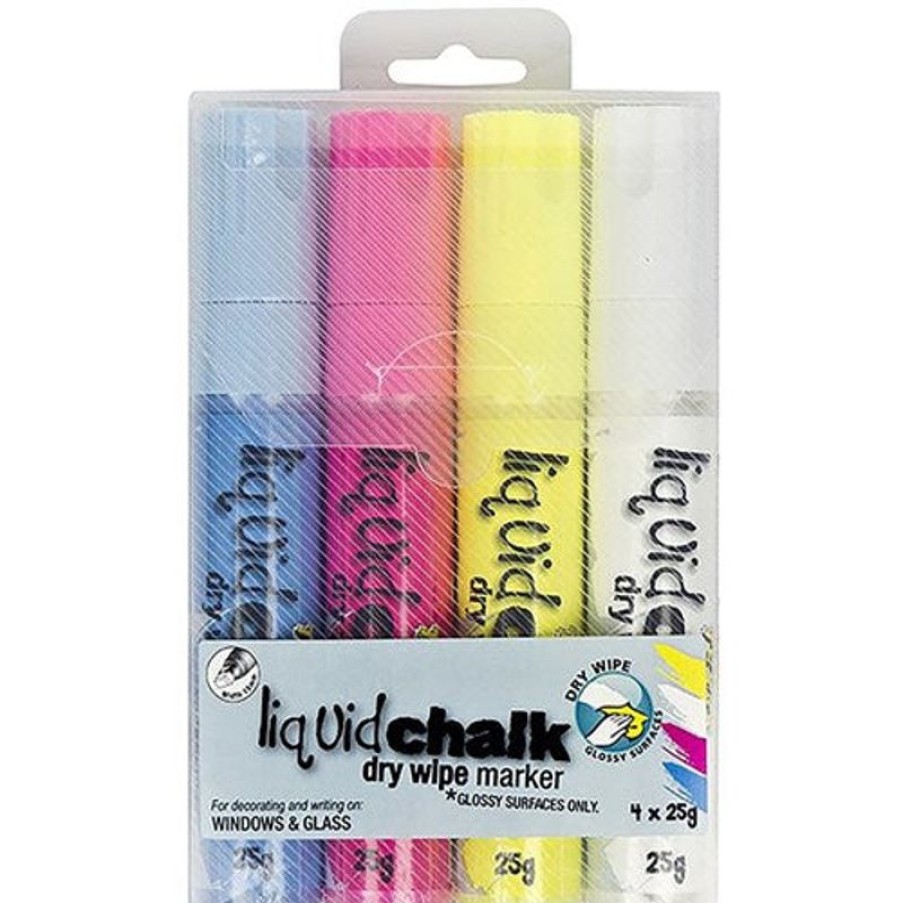 Markers & Highlighters | Texta Texta Jumbo Liquid Chalk Markers Dry Wipe Chisel 15Mm Assorted Wallet Of 4