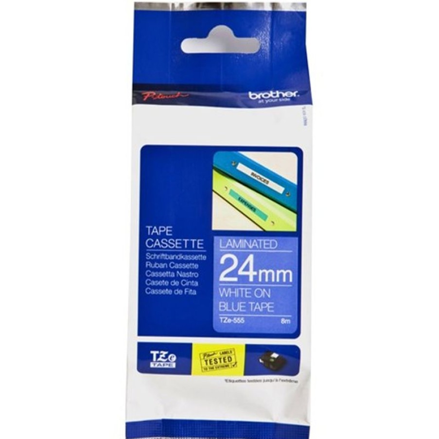 Telephones & Accessories | Brother Brother Tze-555 P-Touch Tape 24Mmx8M White On Blue