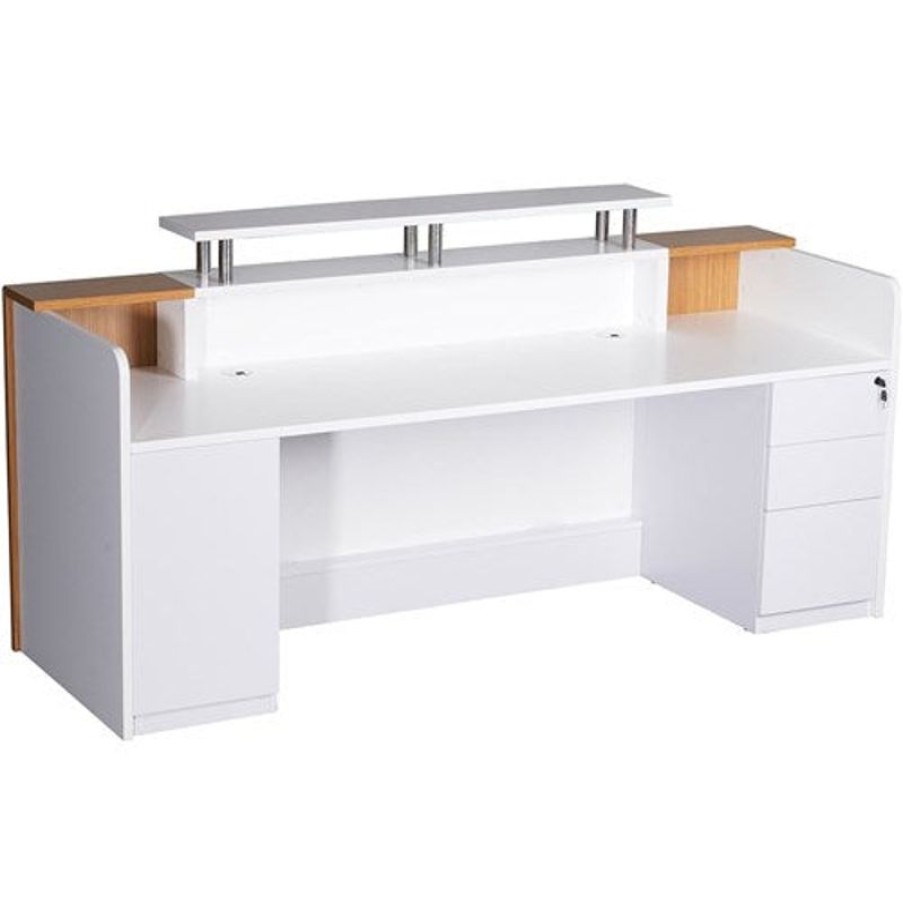 Office Furniture | RapidLine Rapidline Marquee Reception Counter 2400W X 835D X 1150Mmh Gloss White And Zebra