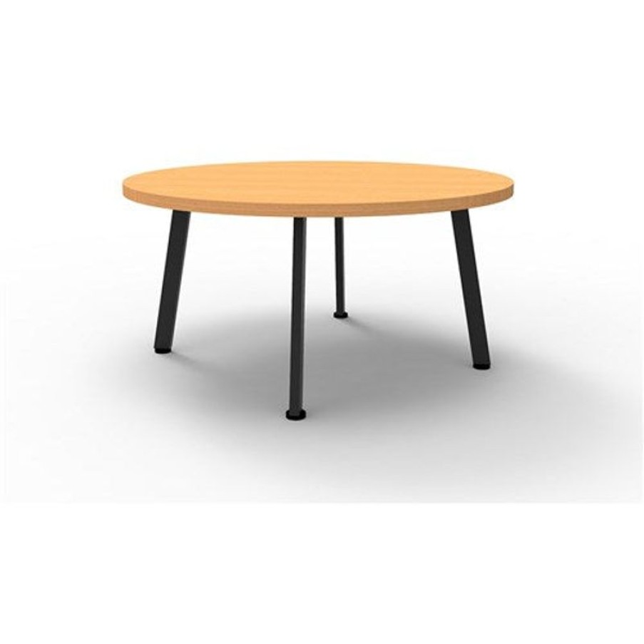 Office Furniture | RapidLine Rapidline Eternity Round Coffee Table 900D X 450Mmh Beech Top Black Base