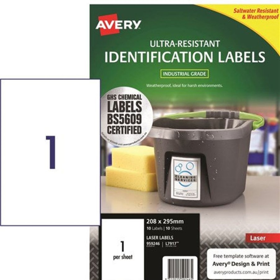 Telephones & Accessories | Avery Avery Identification Laser Ultra Resistant White L7917 208X295Mm 1Up 10 Labels