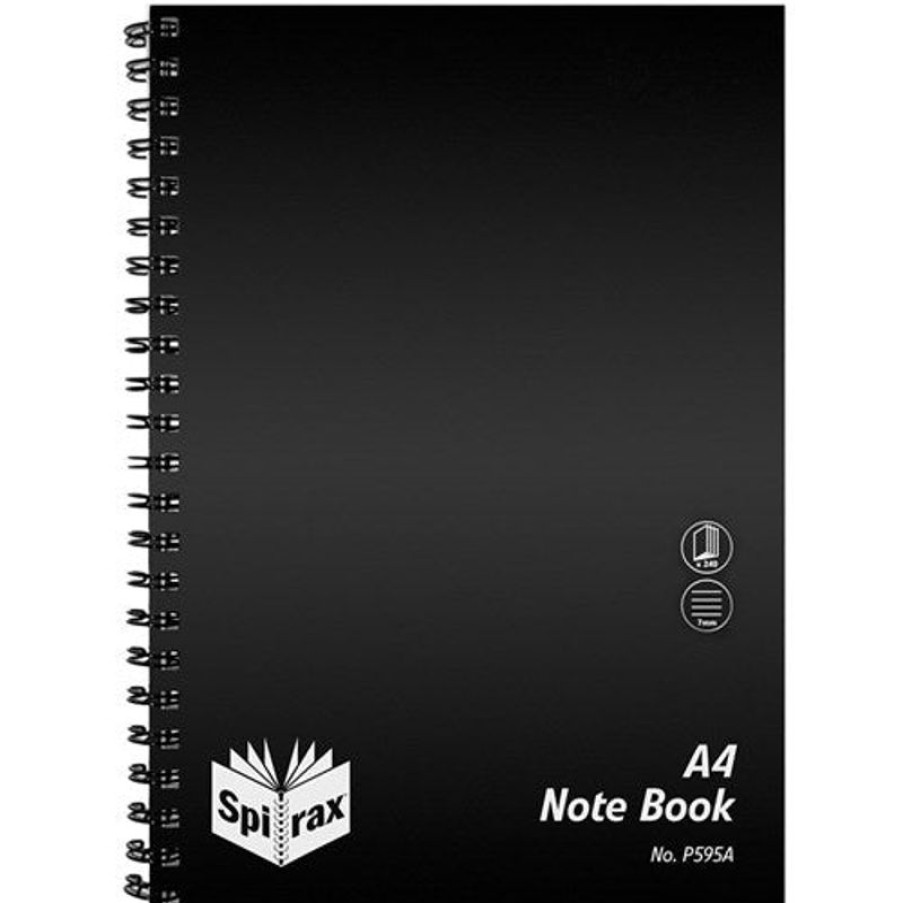 Paper, Post & Books/Books | Spirax Spirax P595A Notebook Poly Cover A4 Ruled 240 Page Side Opening Black