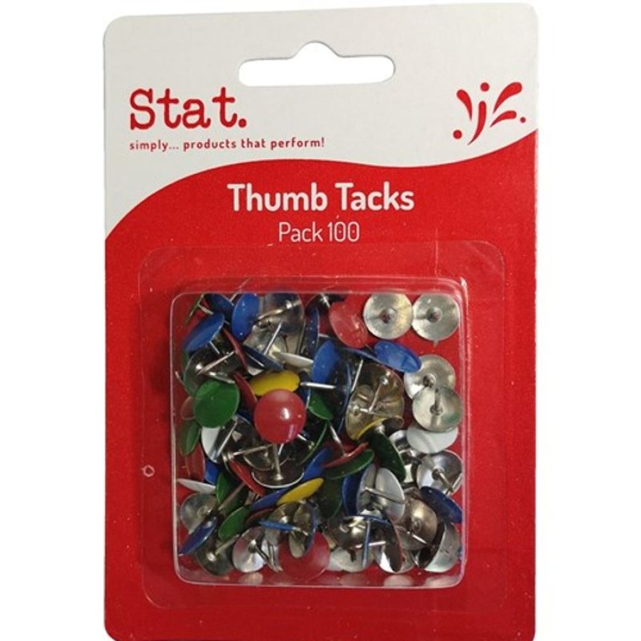 Clips & Fasteners | Stat Stat Thumb Tacks Assorted Colours Pack Of 100