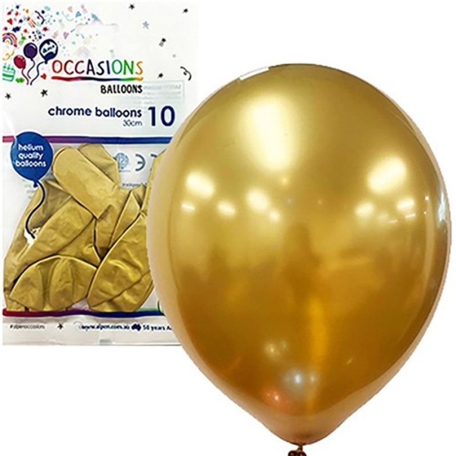 Telephones & Accessories | Alpen Alpen Balloons 30Cm Chrome Gold Pack Of 10