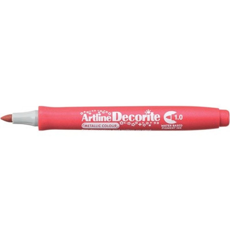 Telephones & Accessories | Artline Artline Decorite Metallic Markers Bullet 1.0Mm Red Box Of 12