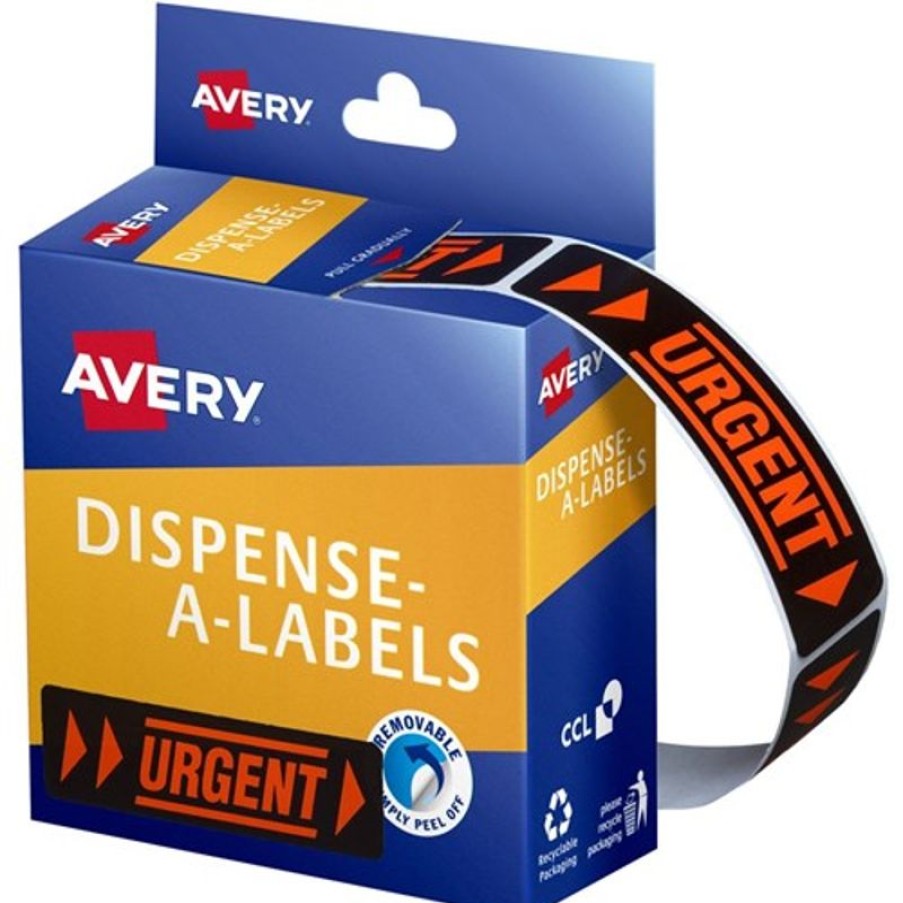 Telephones & Accessories | Avery Avery Removable Dispenser Labels 19X64Mm Urgent Fluoro Red Pack Of 125