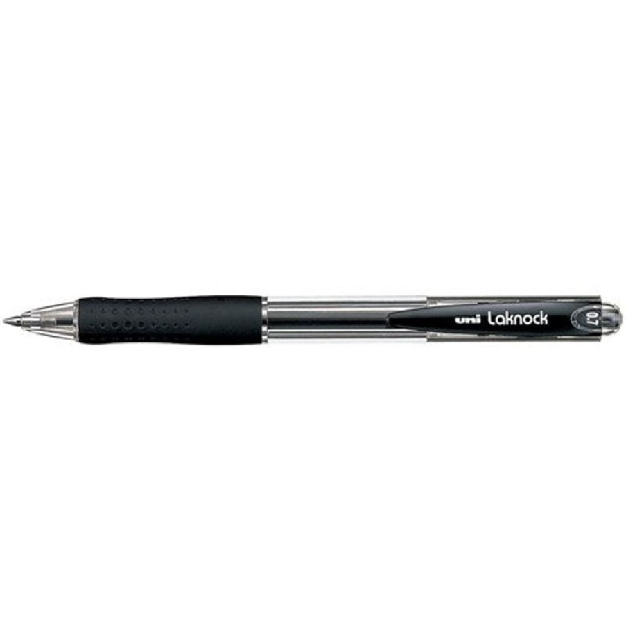 Pens | Uni-Ball Uni Sn100 Laknock Ballpoint Pen Retractable Fine 0.7Mm Black Box12