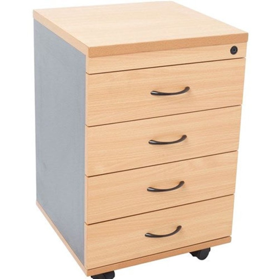 Office Furniture | RapidLine Rapidline Rapid Worker Mobile Pedestal 4 Drawer 465W X 447D X 690Mmh Beech And Ironstone