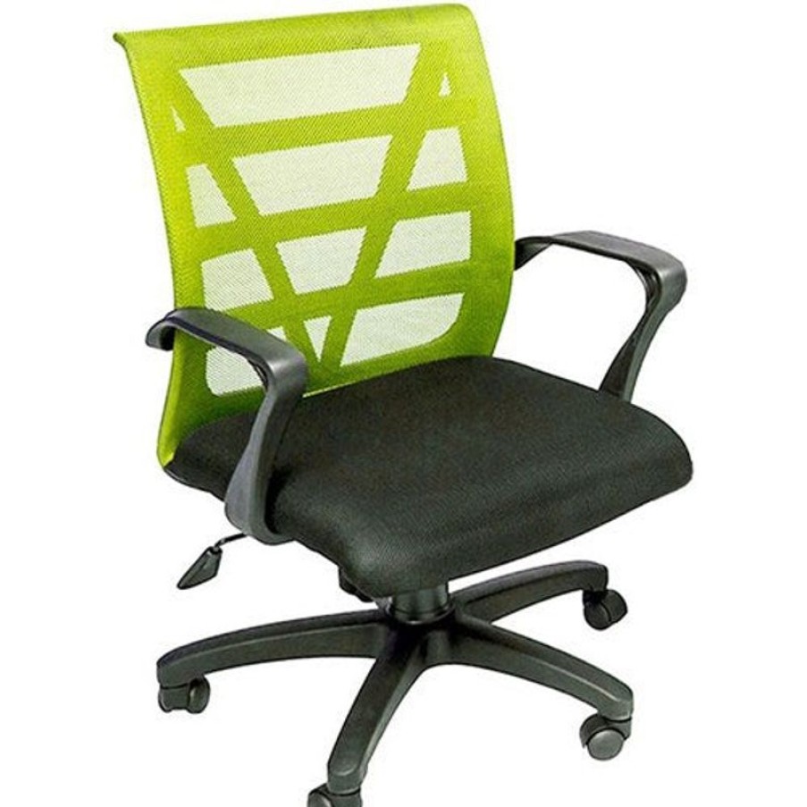 Chairs & Accessories | RapidLine Rapidline Vienna Office Chair Medium Mesh Back With Arms Fabric Seat Lime Mesh Back