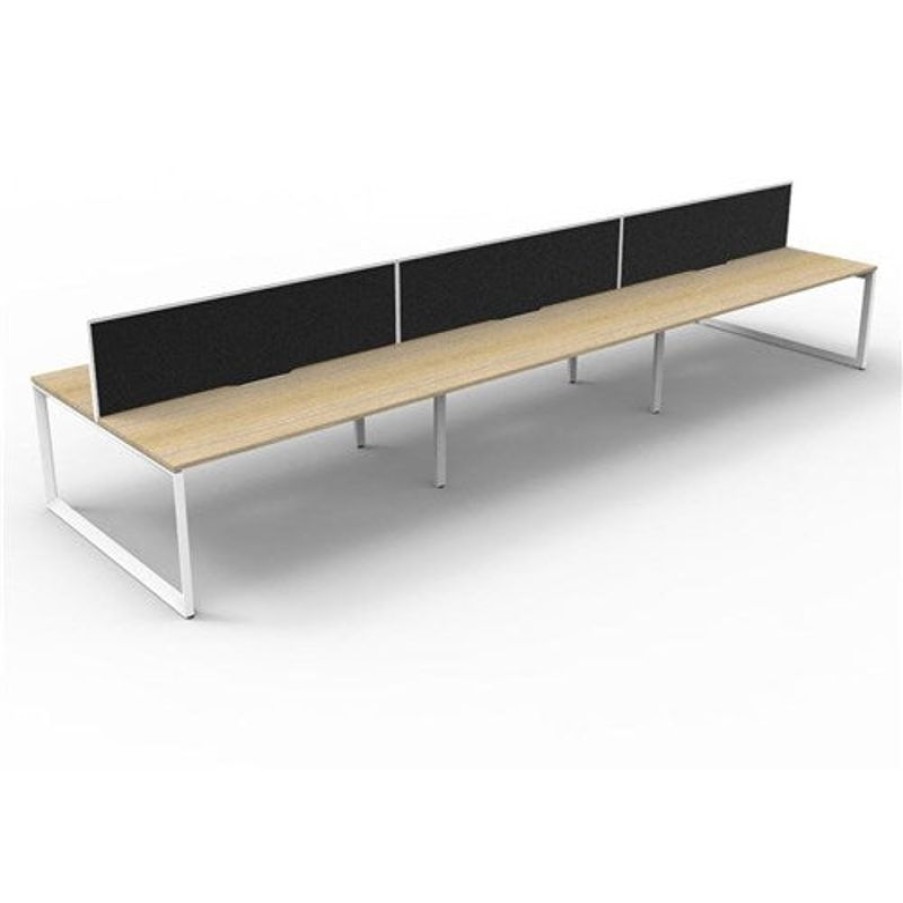 Office Furniture | RapidLine Rapidline Deluxe Infinity Desk Loop Leg Double Sided + Screen 6 Person 5400Mmw Oak/White