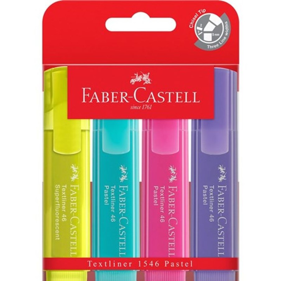 Markers & Highlighters | Faber-Castell Faber-Castell Textliner Highlighter Pastel Assorted Pack Of 4