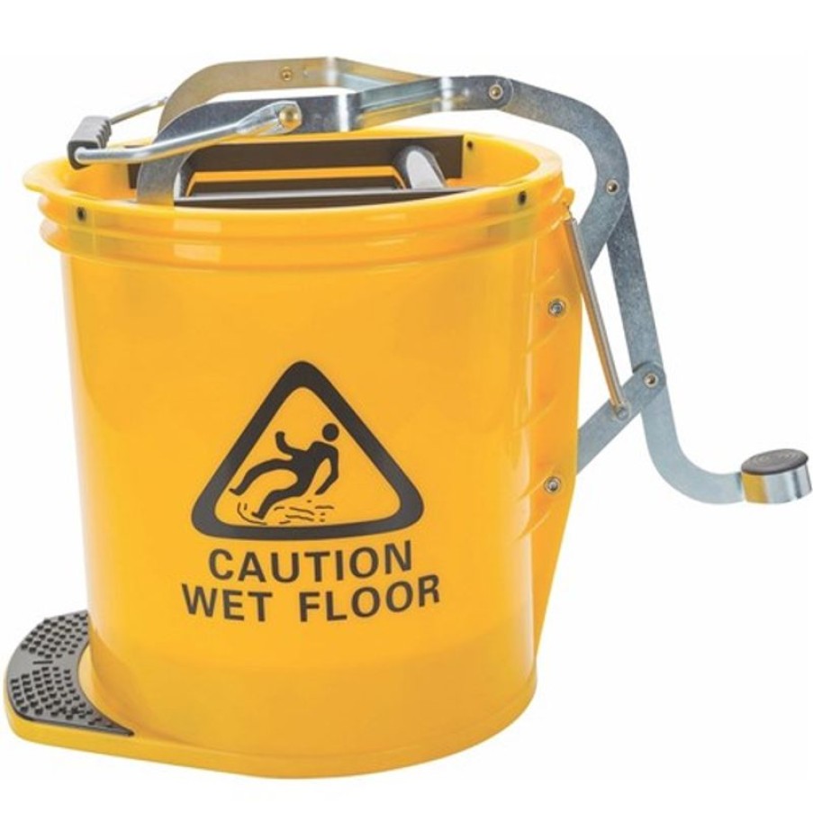 Telephones & Accessories | Cleanlink Cleanlink Heavy Duty Plastic Mop Bucket Metal Wringer 16L Yellow