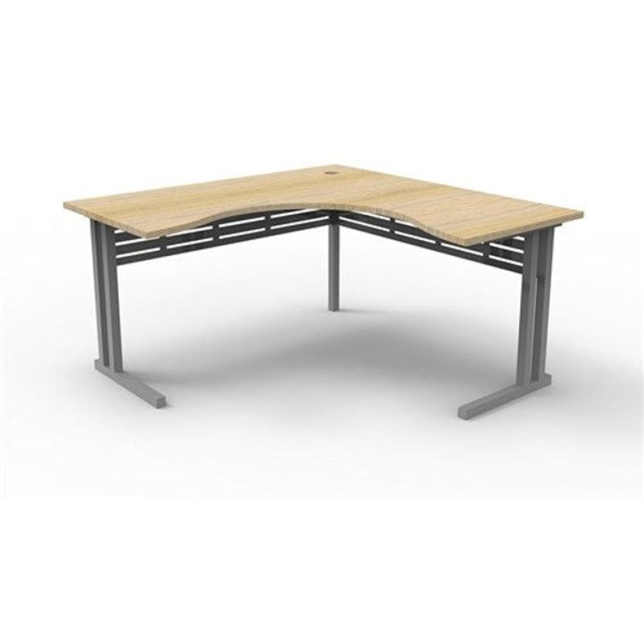 Office Furniture | RapidLine Rapidline C Leg Corner Workstation 1500/1500W X 750D X 730Mmh Natural Oak/Silver