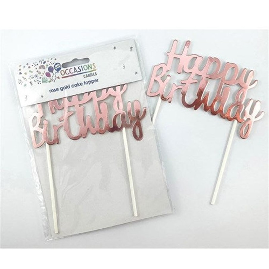 Telephones & Accessories | Alpen Alpen Happy Birthday Cake Topper 135Mm H X 100Mm W Metallic Rose Gold