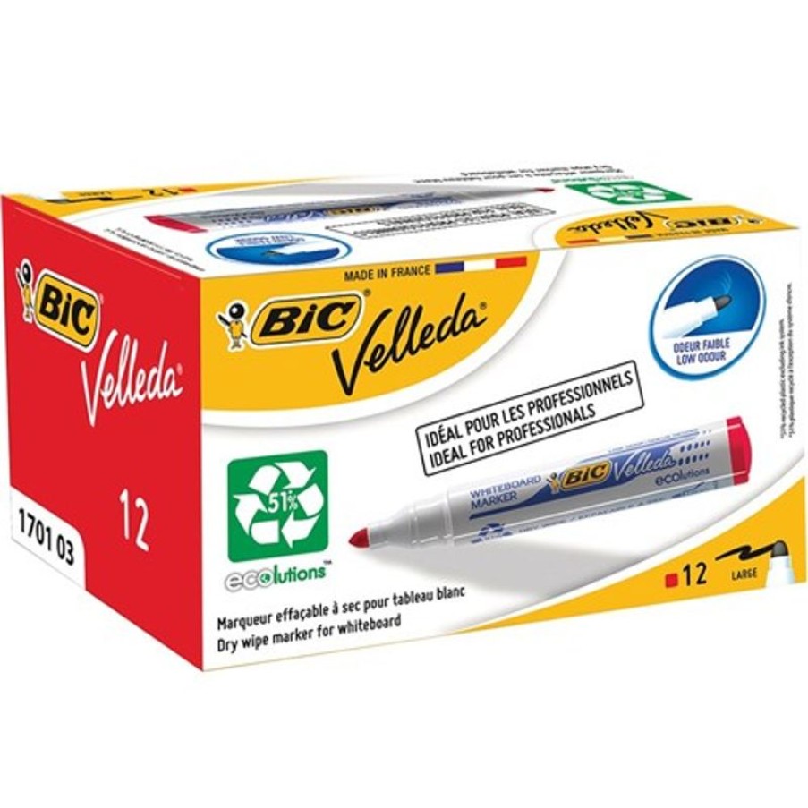 Telephones & Accessories | Bic Bic Velleda 1701 Whiteboard Markers Eco Bullet 1.5Mm Red Pack Of 12