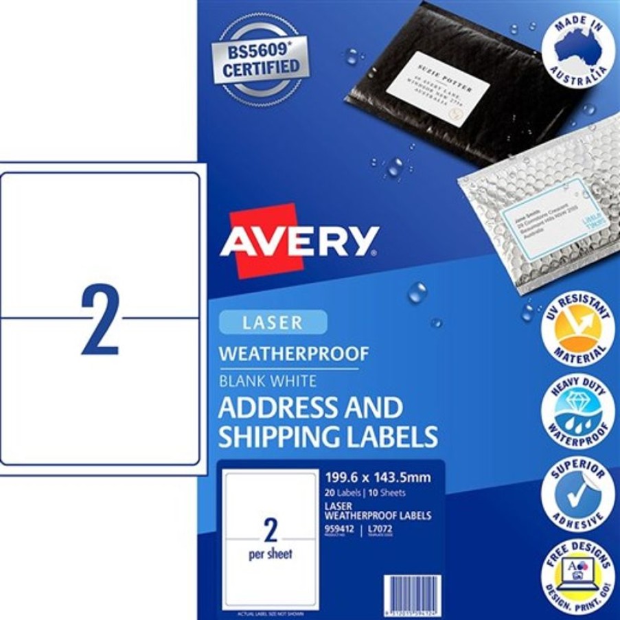 Telephones & Accessories | Avery Avery Weatherproof Address & Shipping Laser White L7072 199.6 X 143.5Mm 2Up 20 Labels