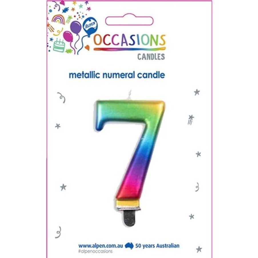 Telephones & Accessories | Alpen Alpen Numerical Birthday Candle No. 7 Metallic Rainbow