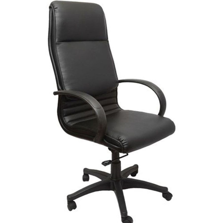 Chairs & Accessories | RapidLine Rapidline Cl710 Executive High Back Chair With Arms Padded Black Pu